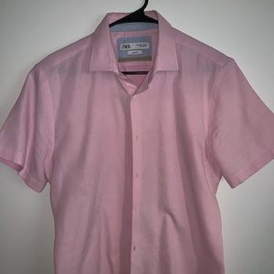 ZARA Slim Fit Pink Button-Up Shirt